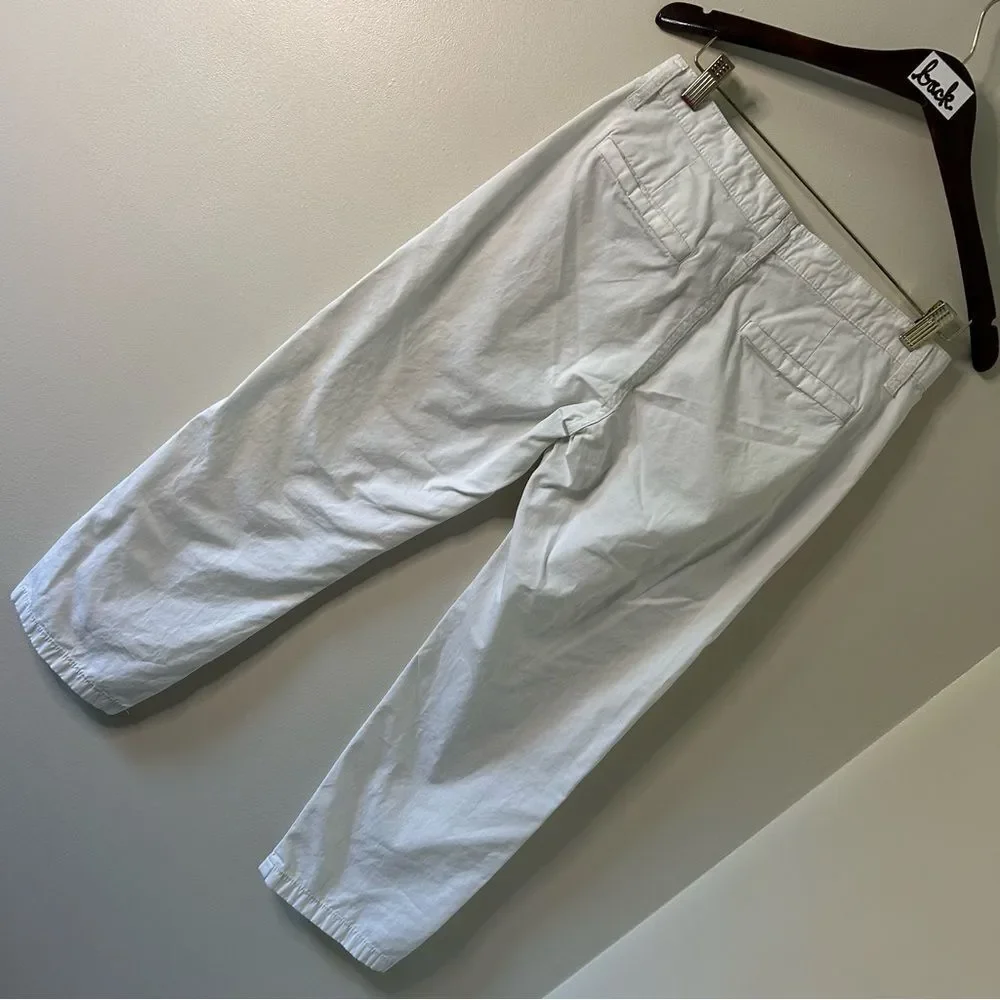 J. Crew Slouchy Boyfriend Chino White Crop Pants Women's 26P Great Preworn Condi